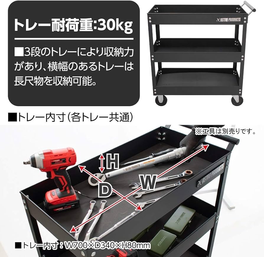 ASTRO PRODUCTS アストロプロダクツ ツールワゴン 3段 TW848 ツールワゴン 3段 レッド TW847/ ブラック TW848 / 工具・DIY用品通販