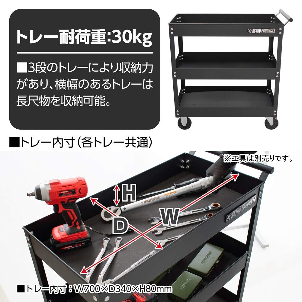 Amazon.co.jp: アストロプロダクツ ツールワゴン 3段 ブラック TW848