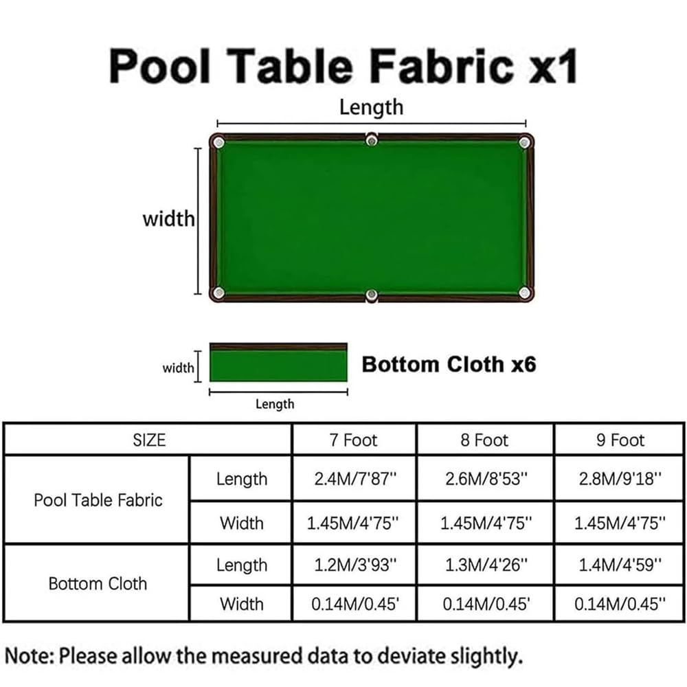Nappe De Billard Coussin en Feutre De Table De 7 Pi 8 Pi 9 Pi avec 6 Enveloppes Latérales Nappe De Billard Durable pour Maison Clubs Hôtel De Bar Professionnel,D,8ft