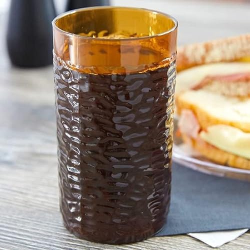 Miniatura 2 de TrueCraftware - Juego de 12 vasos de color ámbar de 16 onzas con diseño de guijarro, reutilizables, de alta calidad, aptos para lavavajillas,