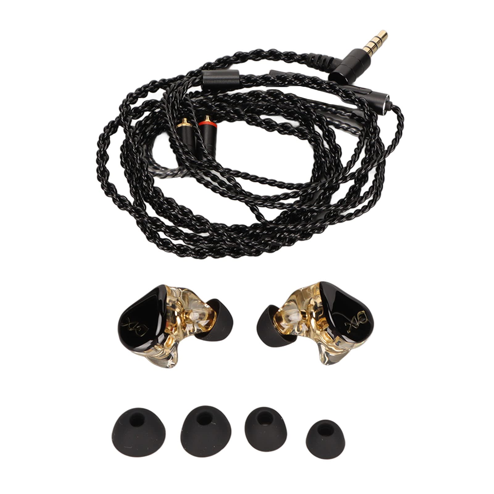 MXGZ Monitorkopfhörer, Harzgehäuse, Ergonomisches Design, Kabelgebundene Monitorkopfhörer, Verlustfreier, Kraftvoller Bass-HiFi-Sound für Schlagzeuger (Schwarzes Kabel)