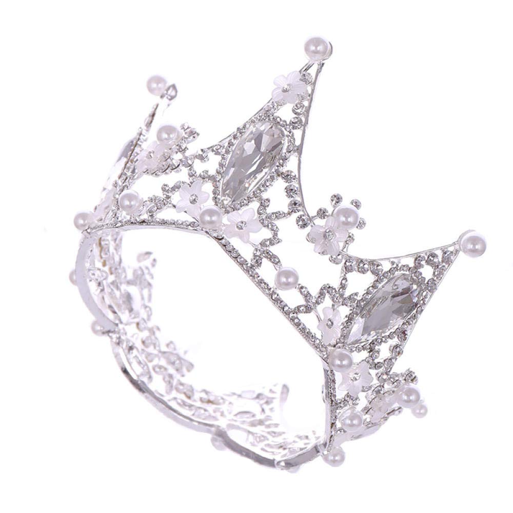 Tiara Aleación Rhinestone Nupcial Diadema Corona Full Circle Pearl Silver Princess Simple Moda Mujer Boda Boda Accesorios De Cabello Retro Parte Regalos