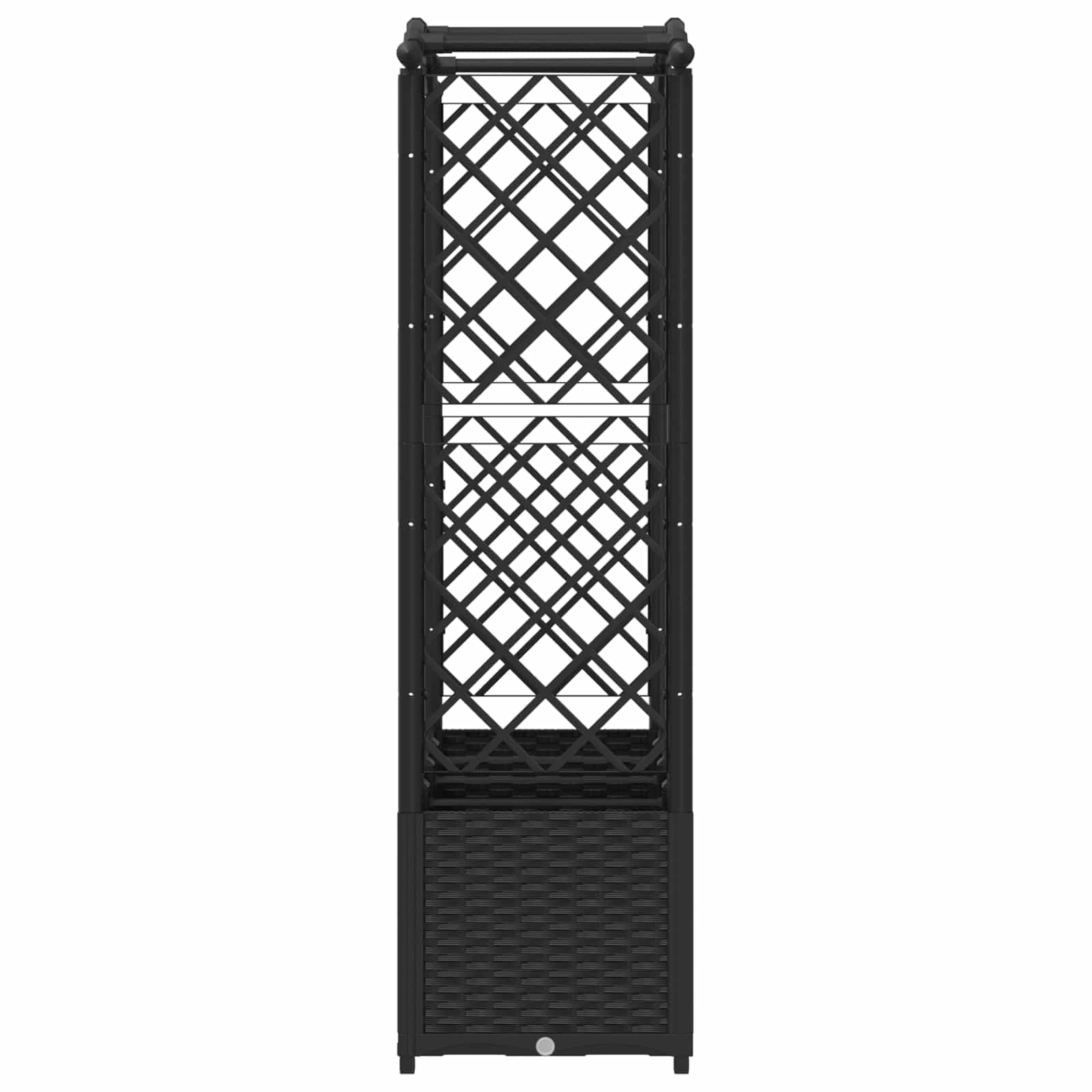 Cama de flores elevada con rejilla y techo negro, maceta de PP 204 cm | Plantador resistente de PP para balcón, terraza y jardín. Ideal para plantas trepadoras gracias al spalier integrado.