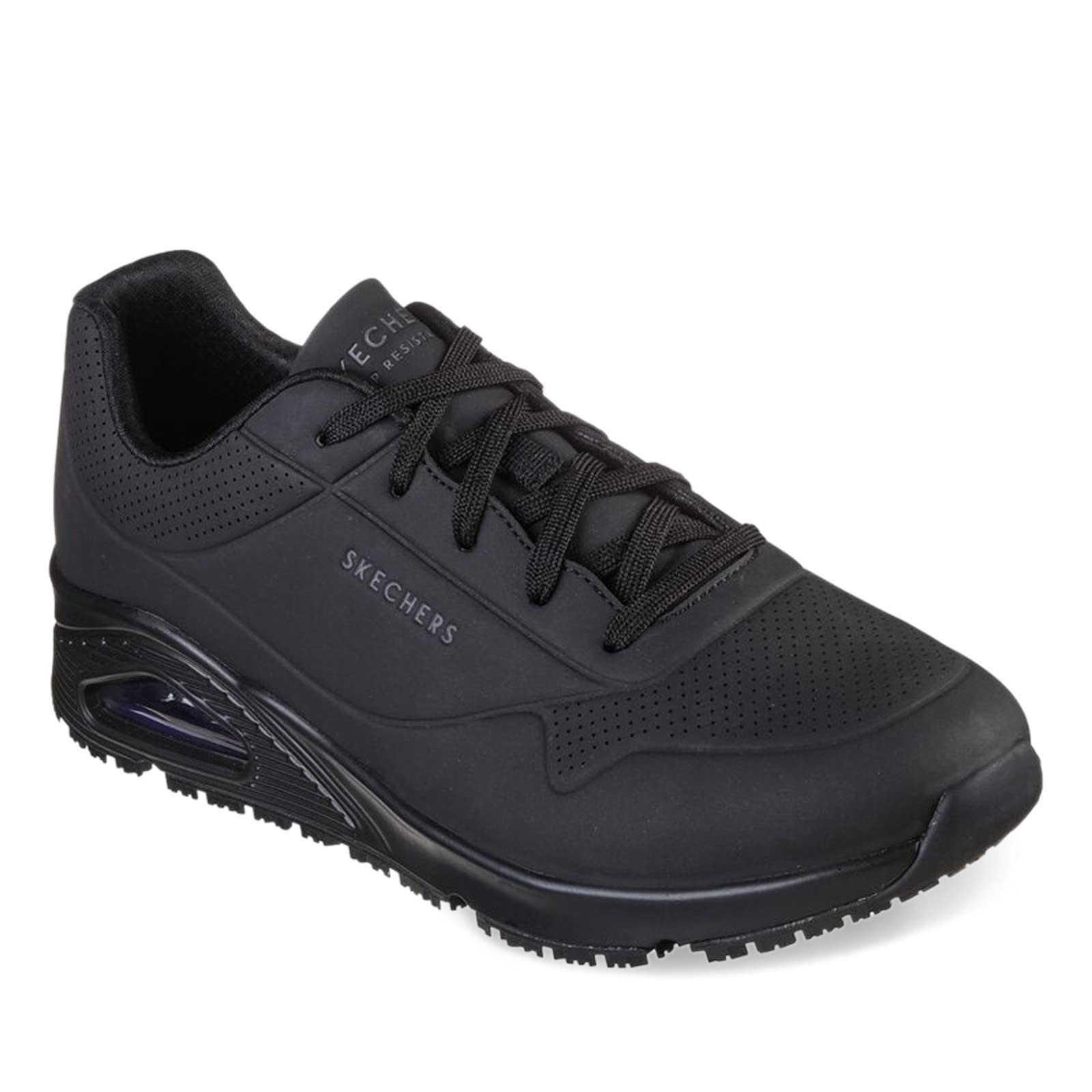 Skechers Men's UNO SR Skech Air Lace Up Food Service Shoe, Black, 9 Wide