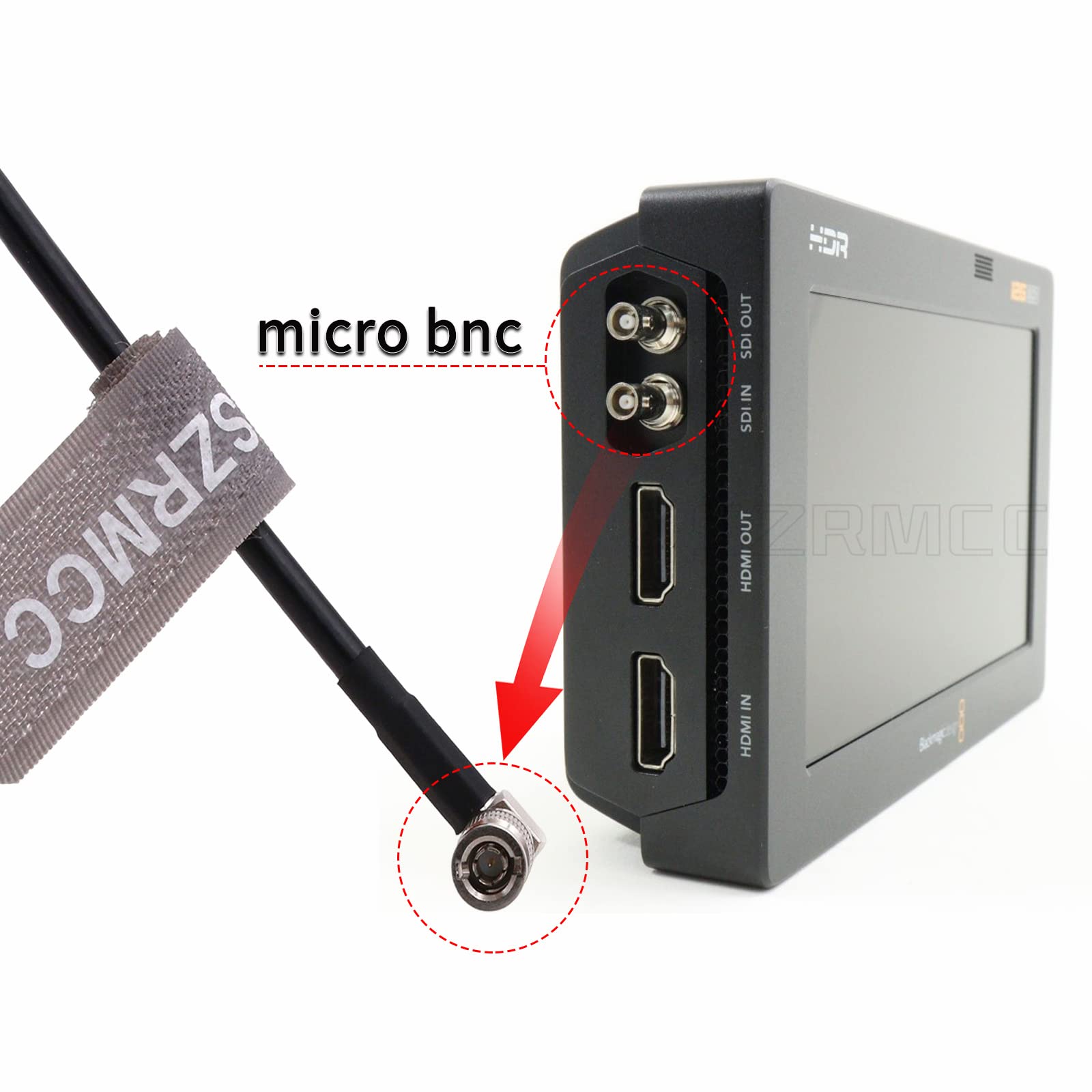 SZRMCC High Density HD Right Angle Micro BNC to Standard BNC Female 75 Ohm 12G-SDI Coaxial Cable for Blackmagic HyperDeck Shuttle Video Assist (30cm) - Image 4