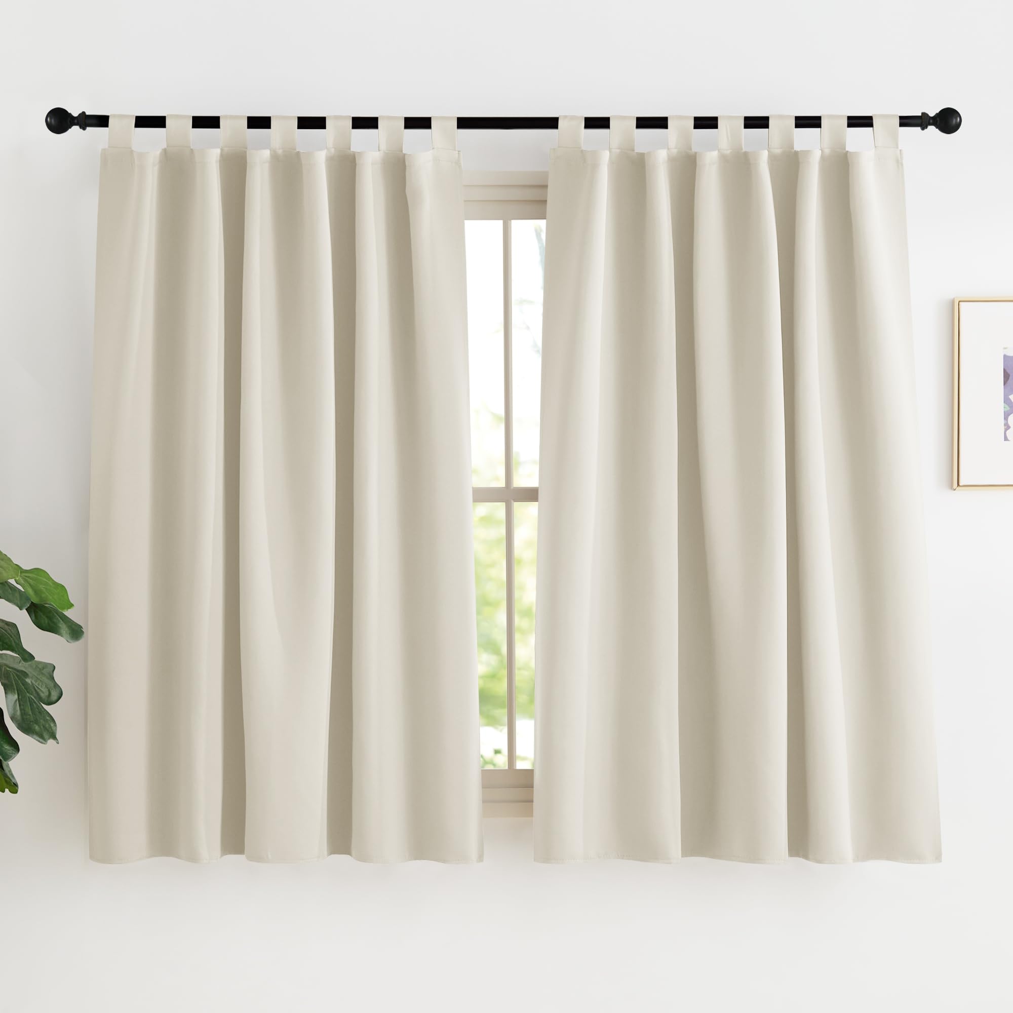 KGORGE Tende Corte per Cucina con Passanti Tende Oscuranti per Interni 2 Pezzi 140x150cm(LxA) Curtains Termiche Isolanti per Salotto, Beige Chiaro