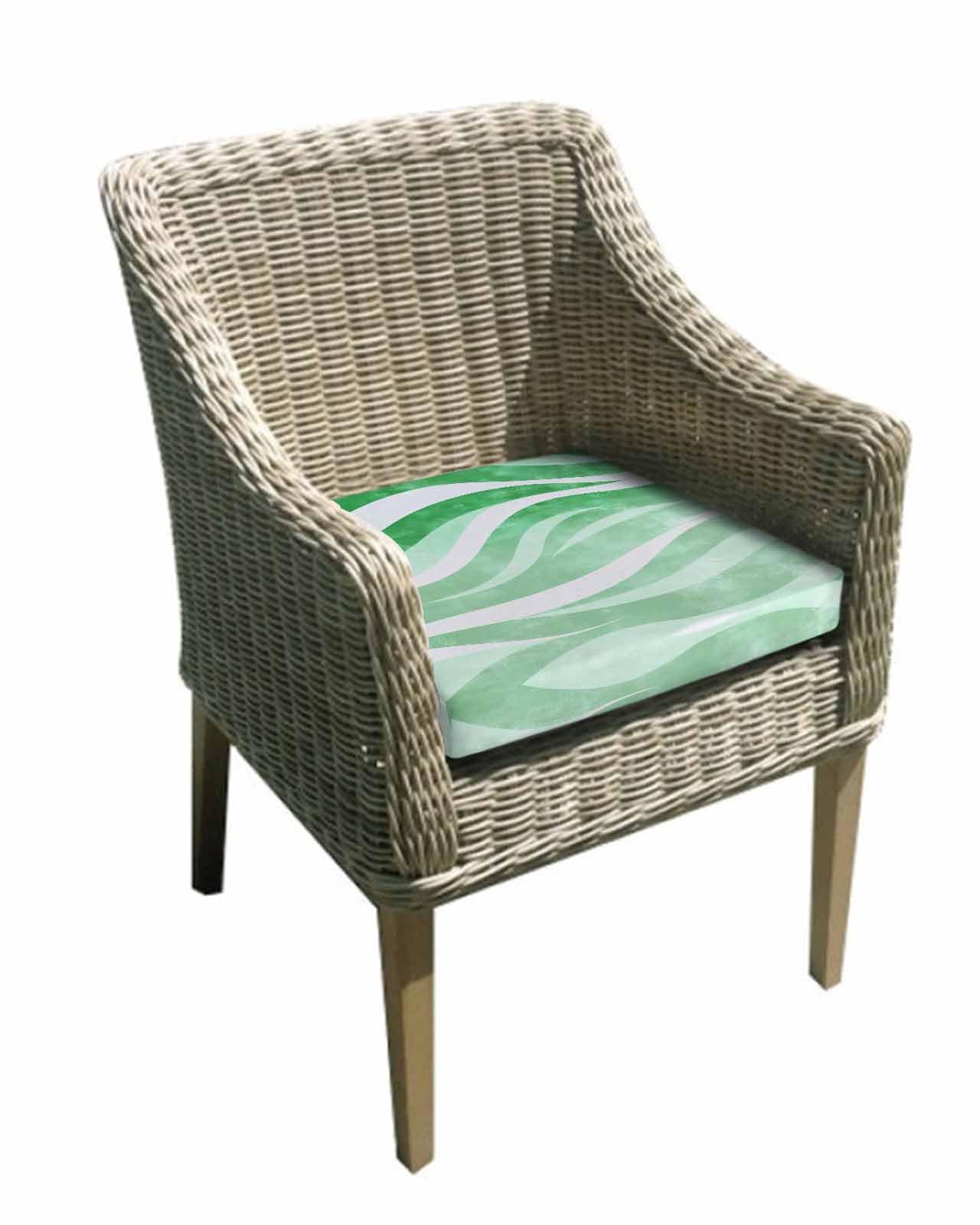 2 Pack Green Stripe Waterproof Cushion Covers with Ties, Outdoor Patio Chaise Lounge Chair Seat Cushion Slip Covers Replacement(Only Cover) Abstract Waves Modern Ocean Coastal Texture 24