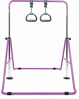 AMRTA Gymanstic Bar Kids Home Grip Training Boys Girls Gift Set,Gymnastics Training bar Folding Adjustable Height Expandable Horizontal Bars Junior for Age 3-8,Gift Gymnastic Rings for Kids