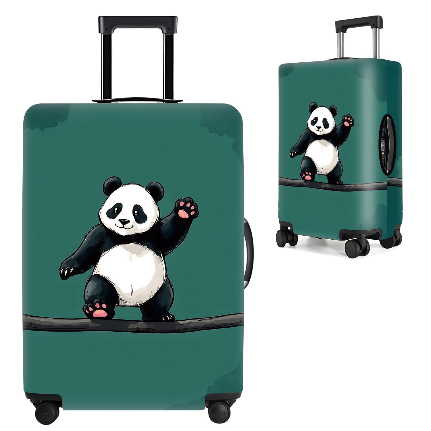 Asian Panda Luggage Cover – Cute Bear Print Suitcase Protector, Perfect Travel Gift for Panda Lovers Visiting China, Fits 24"-26 Suitcase,M,Panda