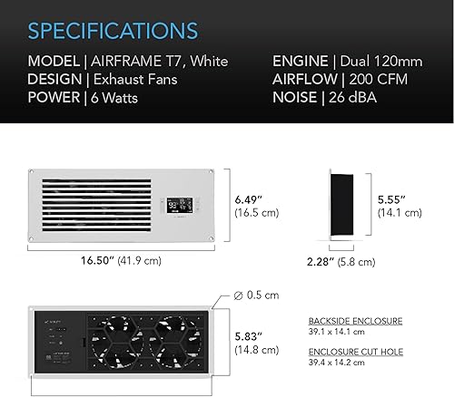 Miniatura 6 de AC Infinity AIRFRAME T7 - Sistema de ventilador de refrigeración de alto flujo de aire de 17 pulgadas, flujo de aire de escape, para salas de