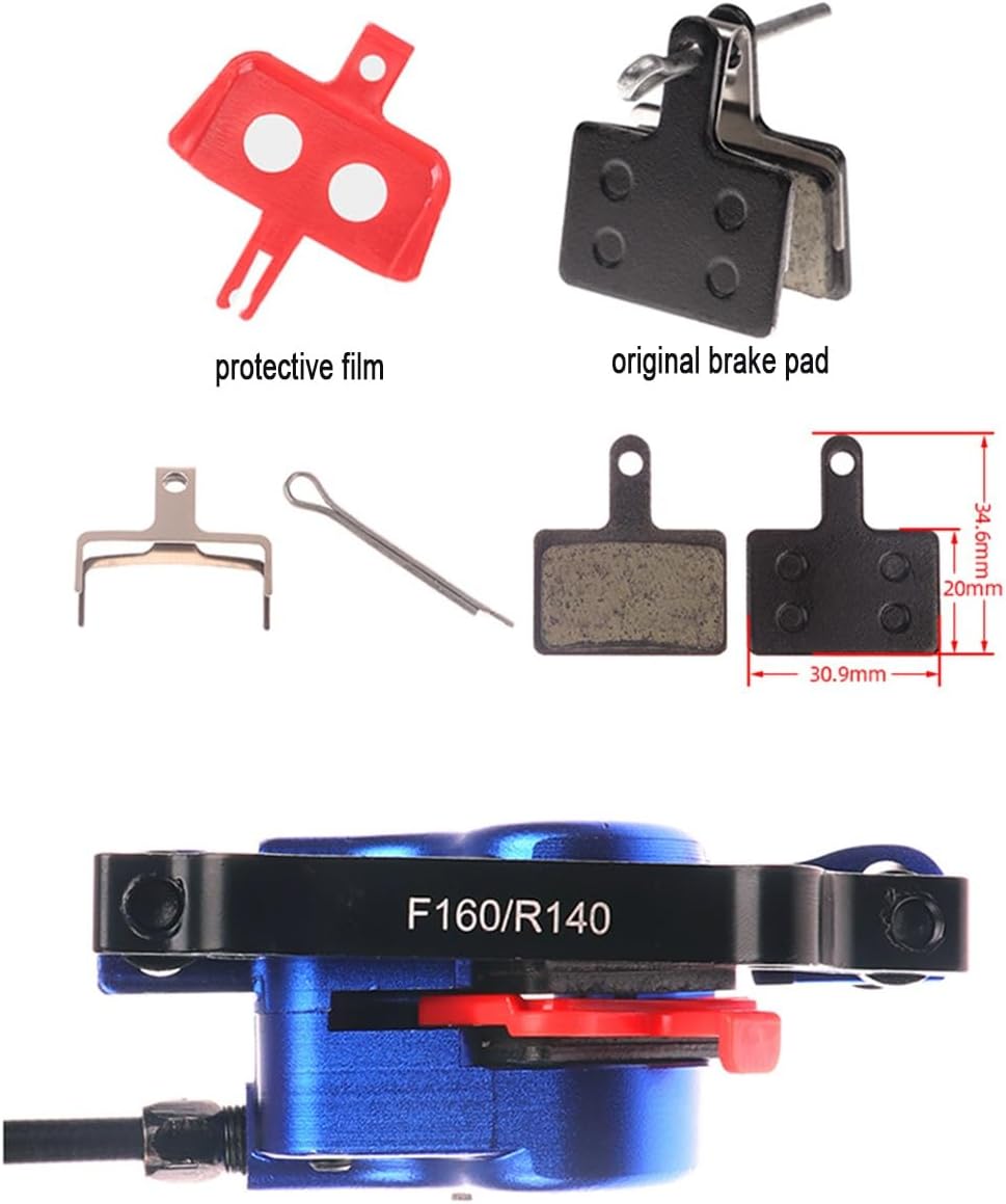 FukkeR Mountain Bikes Hydraulic Disc Brake Set Right Rear 1400mm for BMX XC E-Bikes Mountain Bikes Disc Brakes Aluminum Alloy with Caliper PM/is Adapter Fit160mm Rotors