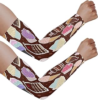 Mangas de braço com proteção solar UV para homens e mulheres, mangas brancas de sorvete, proteção para os braços, mangas esportivas, proteção solar, mangas de braço, capa protetora UV, Sorvete