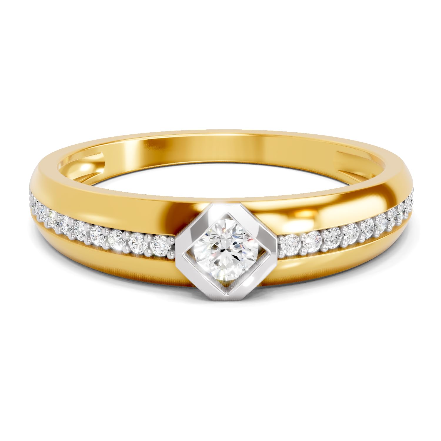 Lab Grown Diamond Ring For Men 0.34 Carat IGI Certified Round Shape F-G VS Quality Diamond | 925 Sterling Silver Gold Plated Band Ring-image-25
