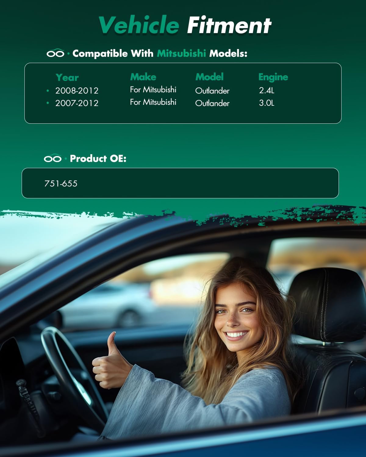 SCITOO Power Window Regulator and Motor Fit for 2007 2008 2009 2010 2011 2012 for Mitsubishi Outlander Rear Right Side 751-655