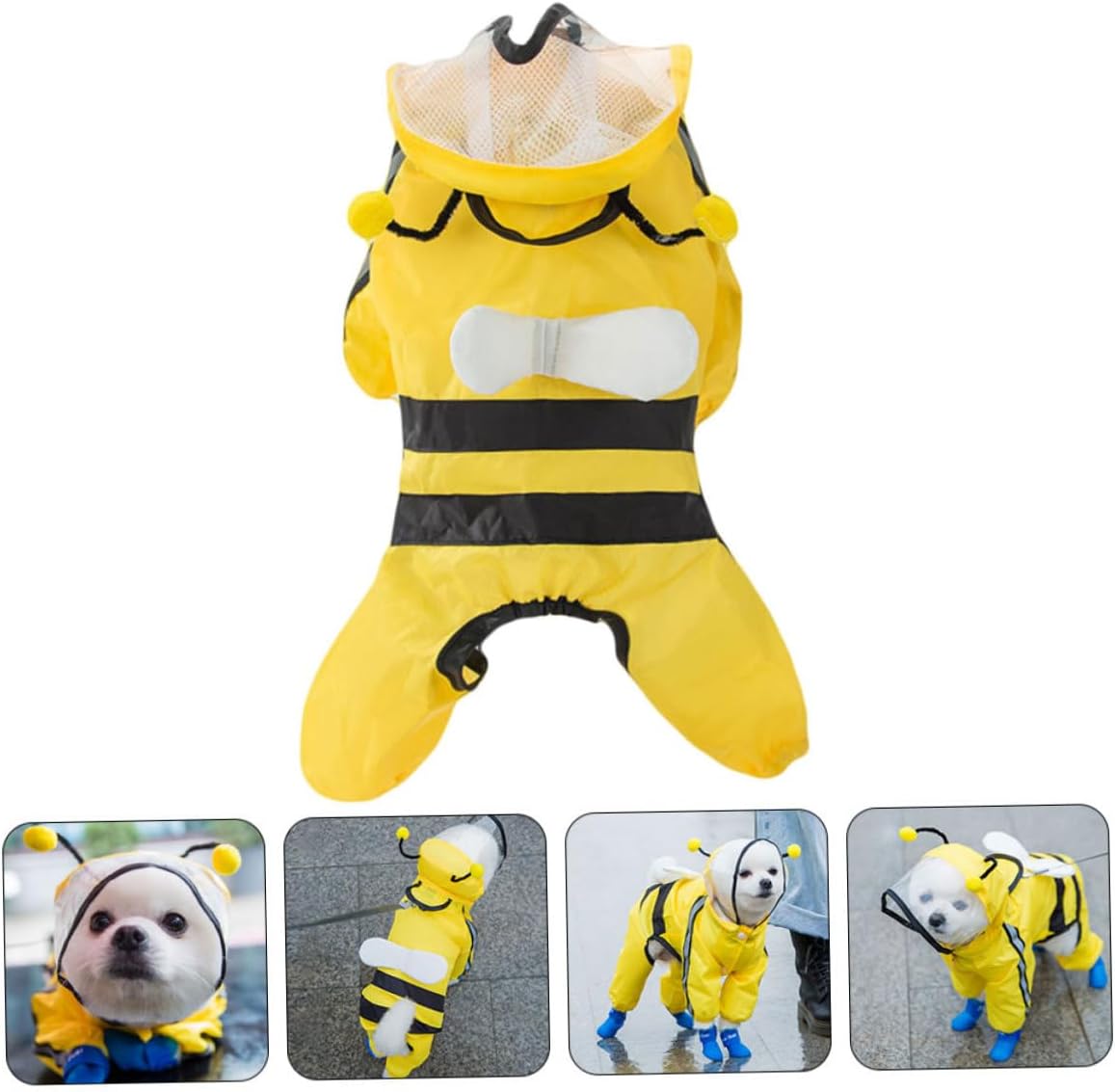 Dog Raincoat Pattern Waterproof Pet Poncho Small to Medium Puppy Rain Gear Four-Legged Suit for Outdoor Use