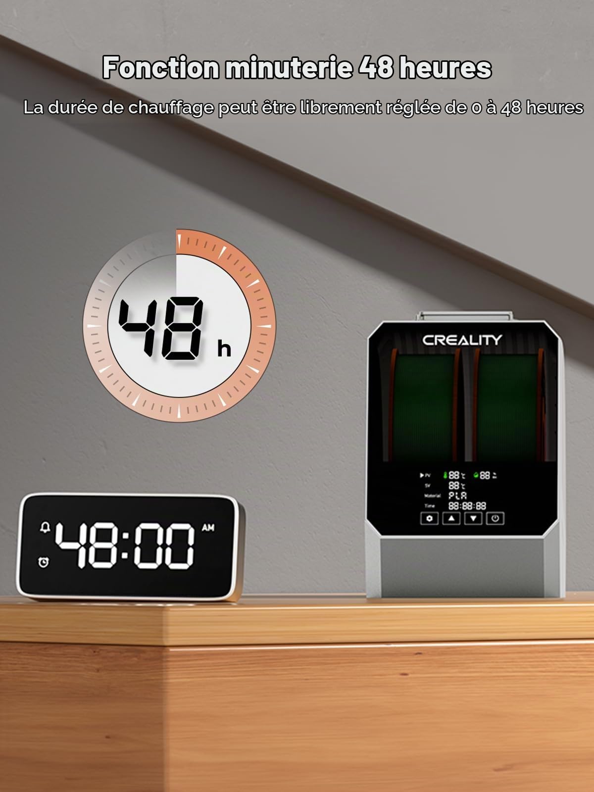 Creality Space PI Plus Séchoir à Filament - Capacité pour 2 Rouleaux, Minuterie de 48 Heures, Écran Tactile de 3,7 Pouces, Chauffage PTC pour PLA 1,75/2,85 mm, PETG, ABS, TPU, Nylon