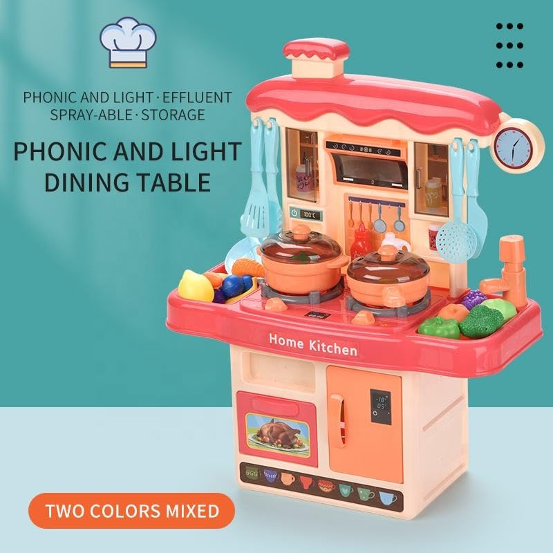 Cojuz Deluxe Kids Kitchen Playset with Sound & Lights Pretend Cooking Table Toy Multicolor 3