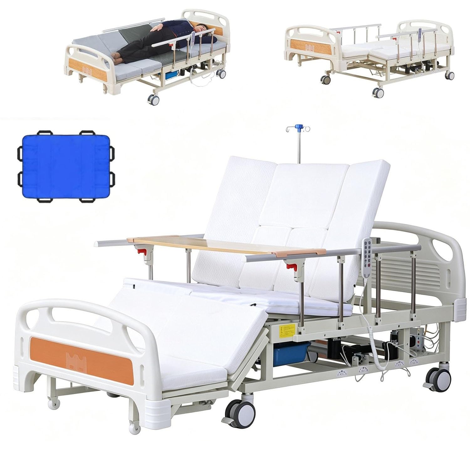 Lit médical électrique haut de gamme pour usage domestique, basculement latéral, retournement minuté, charge maximale 100kg, soins hospitaliers à domicile(1.1 bed)