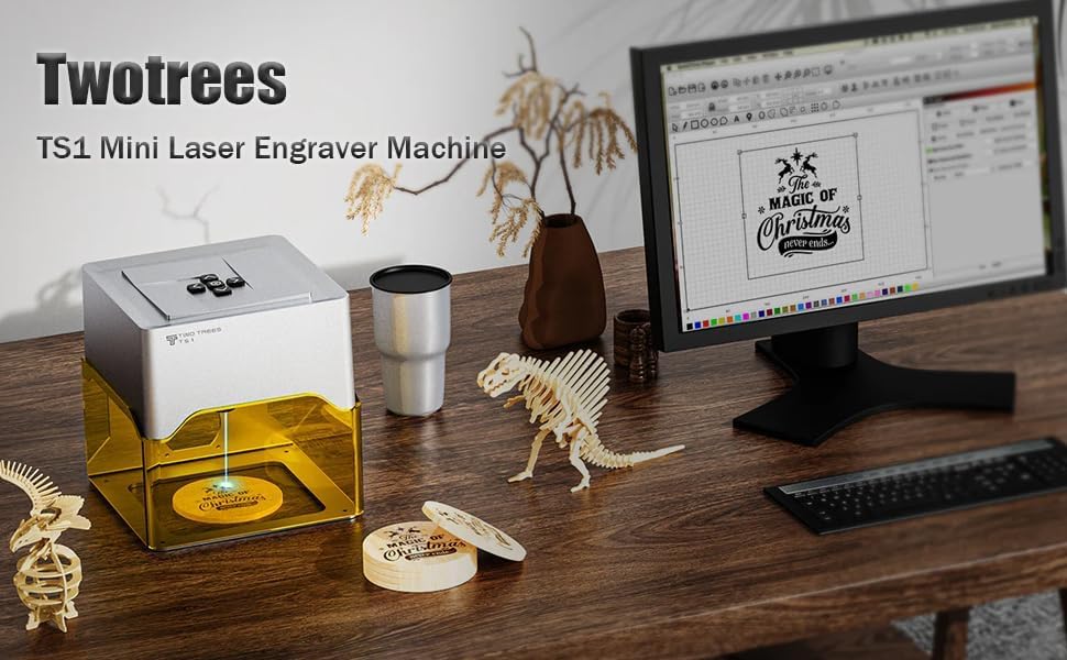 Twotrees TS1 Mini 3000mW Laser Engraver,Portable Laser Engraving Machine,Lase Cutter,3000mm/min Speed,80x80x30 mm Working Area,Laser Engraver Machine - 8