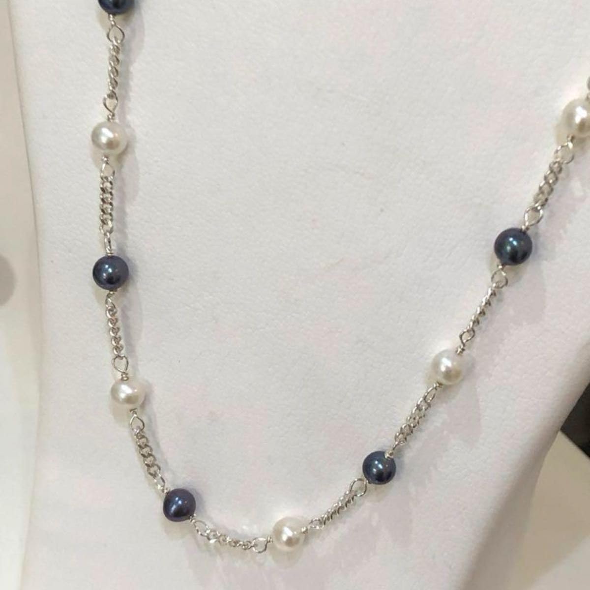 Amazon.co.jp: ITALY 925 本真珠 パールステーションネックレス  