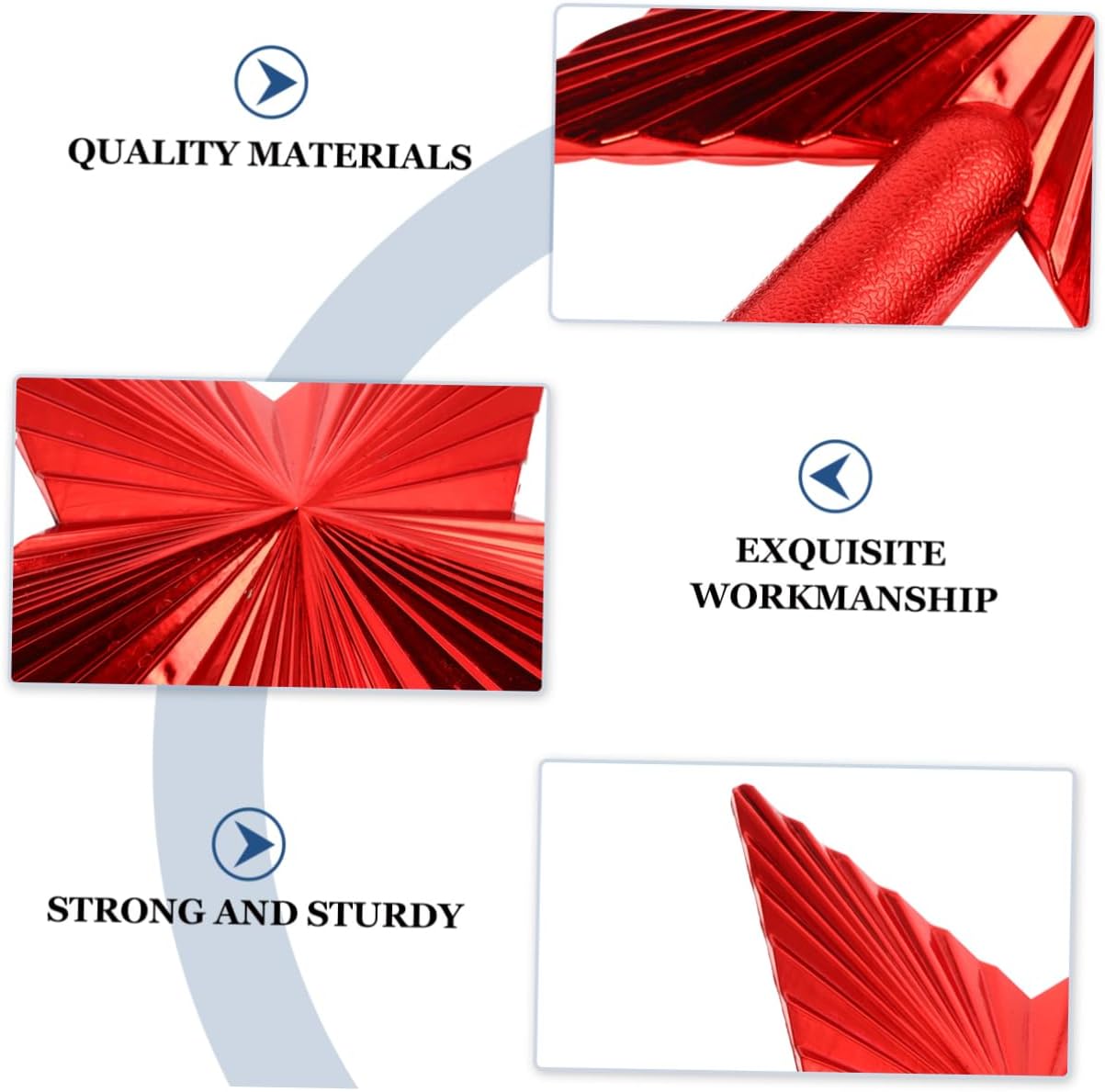 Christmas Topper 2Pcs 20cm Plastic Five-Pointed Star Ornament Holiday Treetop Decor for Xmas Tree (Red)