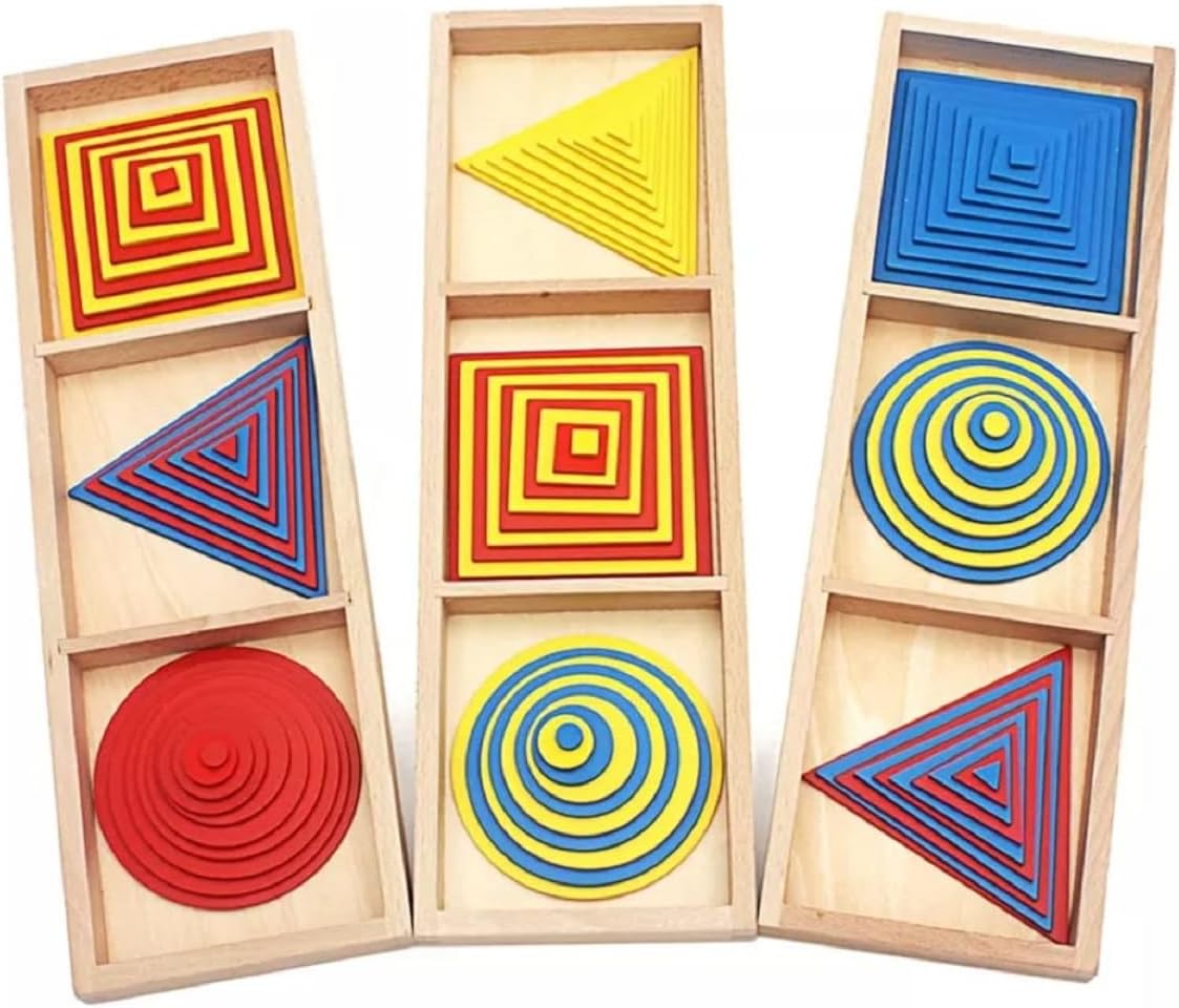 Montessori Circles Squares Triangles Sensory Early Childhood Education Preschool Training Children Shape Color Educational Toys