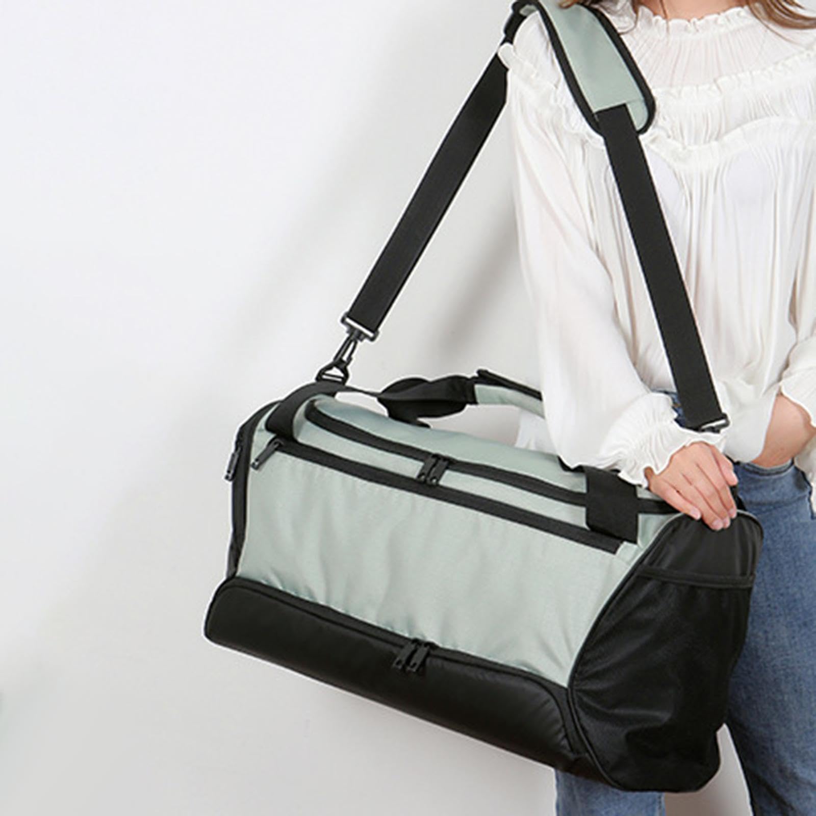 Bolsa Deportiva, Bolsa de Gimnasio, Bandolera, Bolsa de Lona con Compartimentos Funcionales Y, Poliéster Oxford Impermeable, Apta para El, Negro, unico