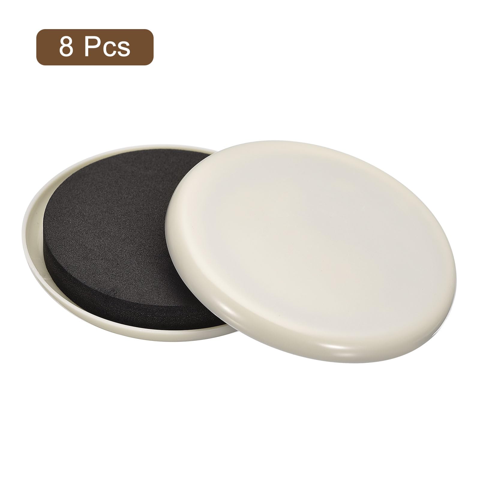 uxcell Furniture Sliders, 8Pcs 3.5" - Plastic Reusable Round Sliding Pads, Chair Glides for Carpeted Tile Vinyl Hardwood Floors (Grey) - Image 3