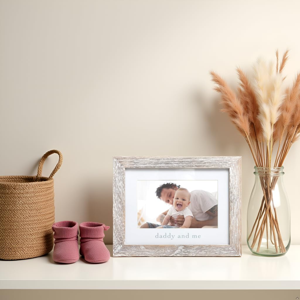 Pearhead Daddy and Me Picture Frame, Baby Photo Keepsake, Father's Day Gift, Gender-Neutral Nursery Decoration, 4" x 6" Display, Distressed Wood - Image 5