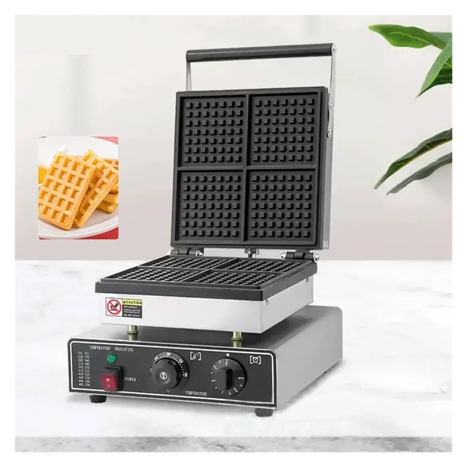 Macchina For Waffle Commerciale 4 Pezzi, Forma Quadrata, 1600 W, Piastra For, Rivestimento Antiaderente, For Il Pane All'uovo Un'esperienza Cottura Facile Intoppi(5 Point)