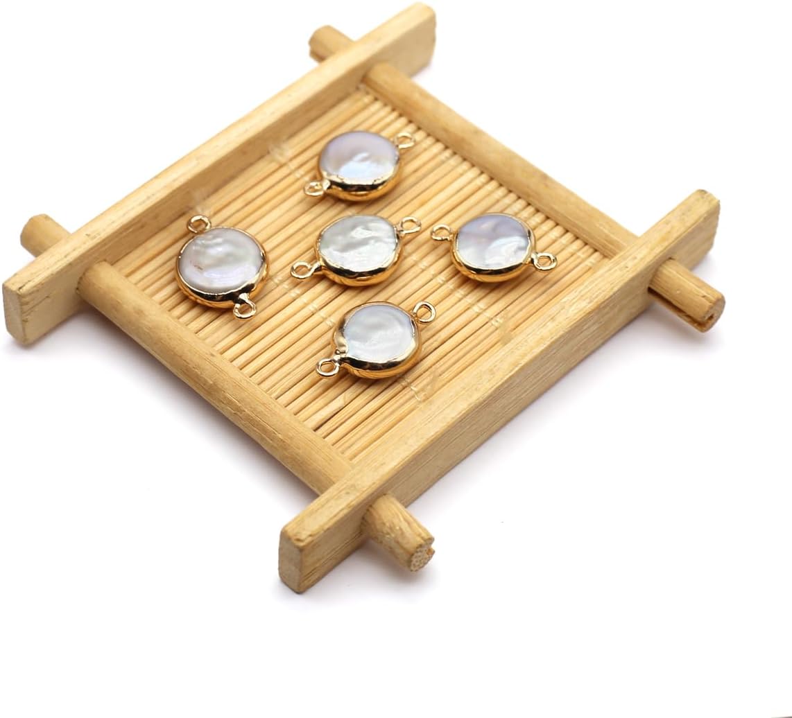 LE SKY 10 Pcs Natural Pearl Connectors Multiple Shapes Cultured Freshwater Pearl Charms for Jewelry Making Gift Decoration - Image 4