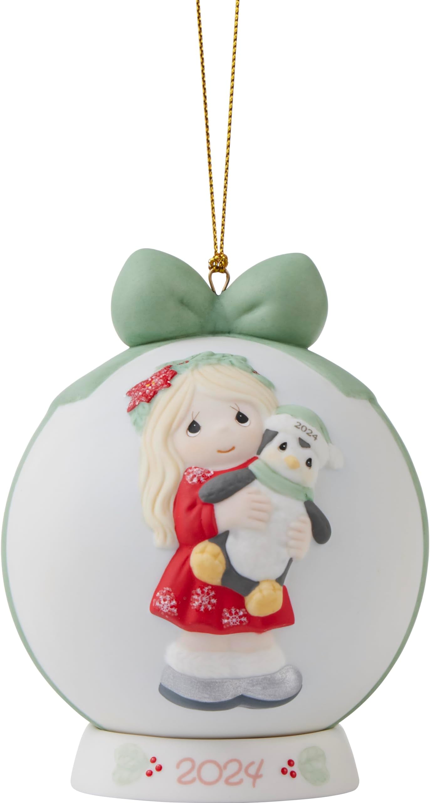 2024 Little Girl Ornament | Have Yourself A Merry Little Christmas Dated 2024 Girl Bisque Porcelain Ball Ornament | Holiday Décor & Gifts