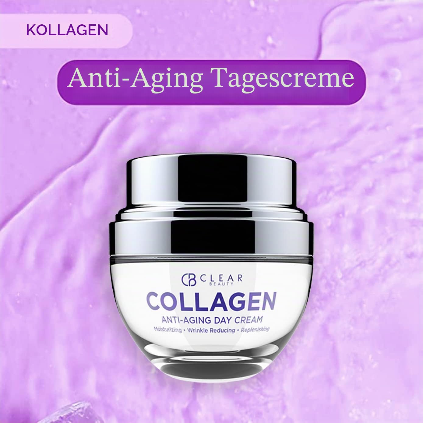 Clear Beauty Collagen Daily Face Moisturizer – Reduziert Falten, Feine Linien, Spendet Feuchtigkeit, Anti-Aging, Clean Beauty, Tierversuchsfreie Koreanische – Alle Hauttypen – 1,69 Oz