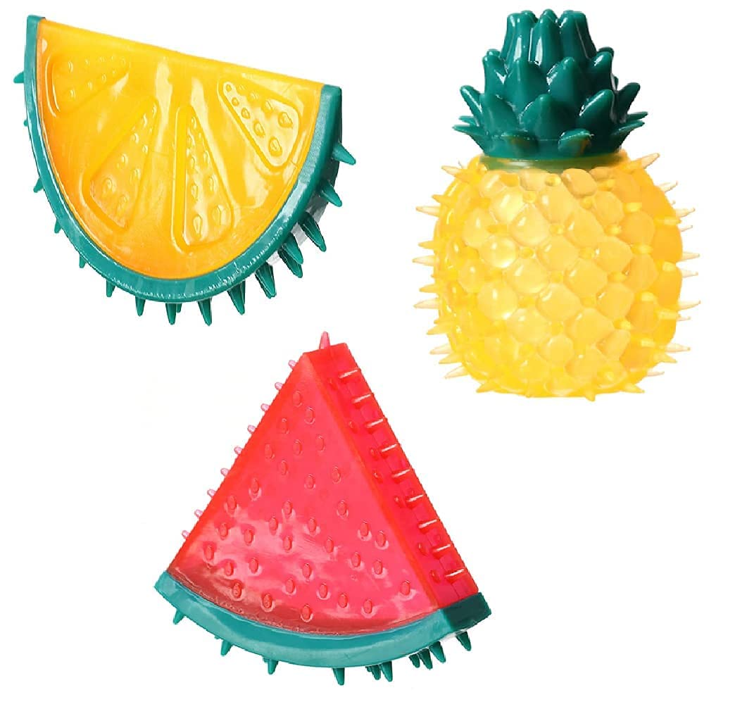 Pups&Pets Dog Chew Toy Sound Cute Interactive Fruit Funny Chewable Realistic Cat Bite Toy for Puppies TPR Lemon + Pineapple + Watermelon Dog Chew Toy Sound Cute Interactive Fruit...