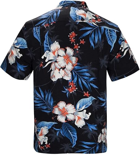 Vista 2 de Havana Breeze Camisas hawaianas para hombre, de seda, de manga corta, estampadas, para playa, ajuste relajado, camisas tropicales de verano