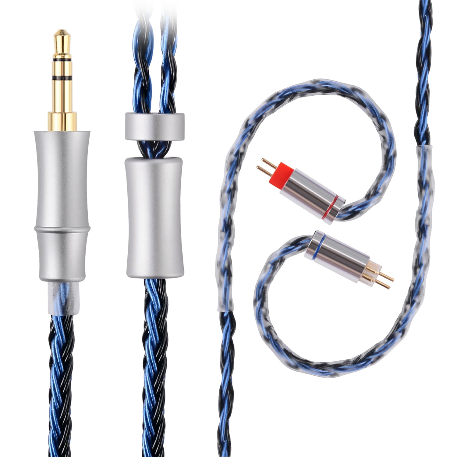 Cable de auriculares mejorado, cable de monitor intraural, cables IEM chapados en plata de 16 núcleos para KZ AS10 ZS10 ZST TRN V80, etc., funciona en audiófilo músico (0,78 mm-2 pines, 1,5 m