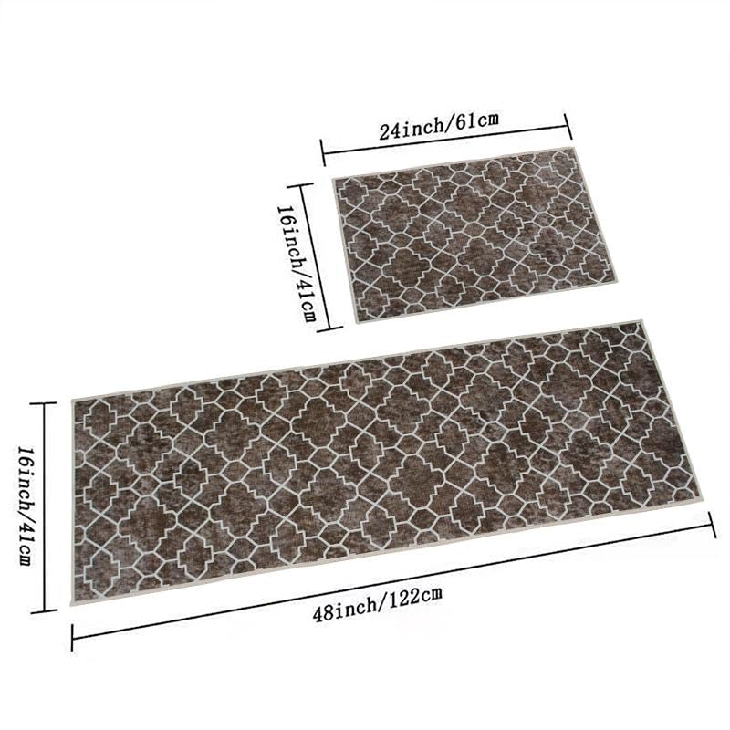Image of HomeCloud Anti Fatigue Kitchen Rug Printed Thick Anti Slip, Washable, Big Size, Designer Folding Kitchen Mat for Home BedroomStandard Size (41 x 122 cm 41 x 61 cm) (Round Trap-Brown)