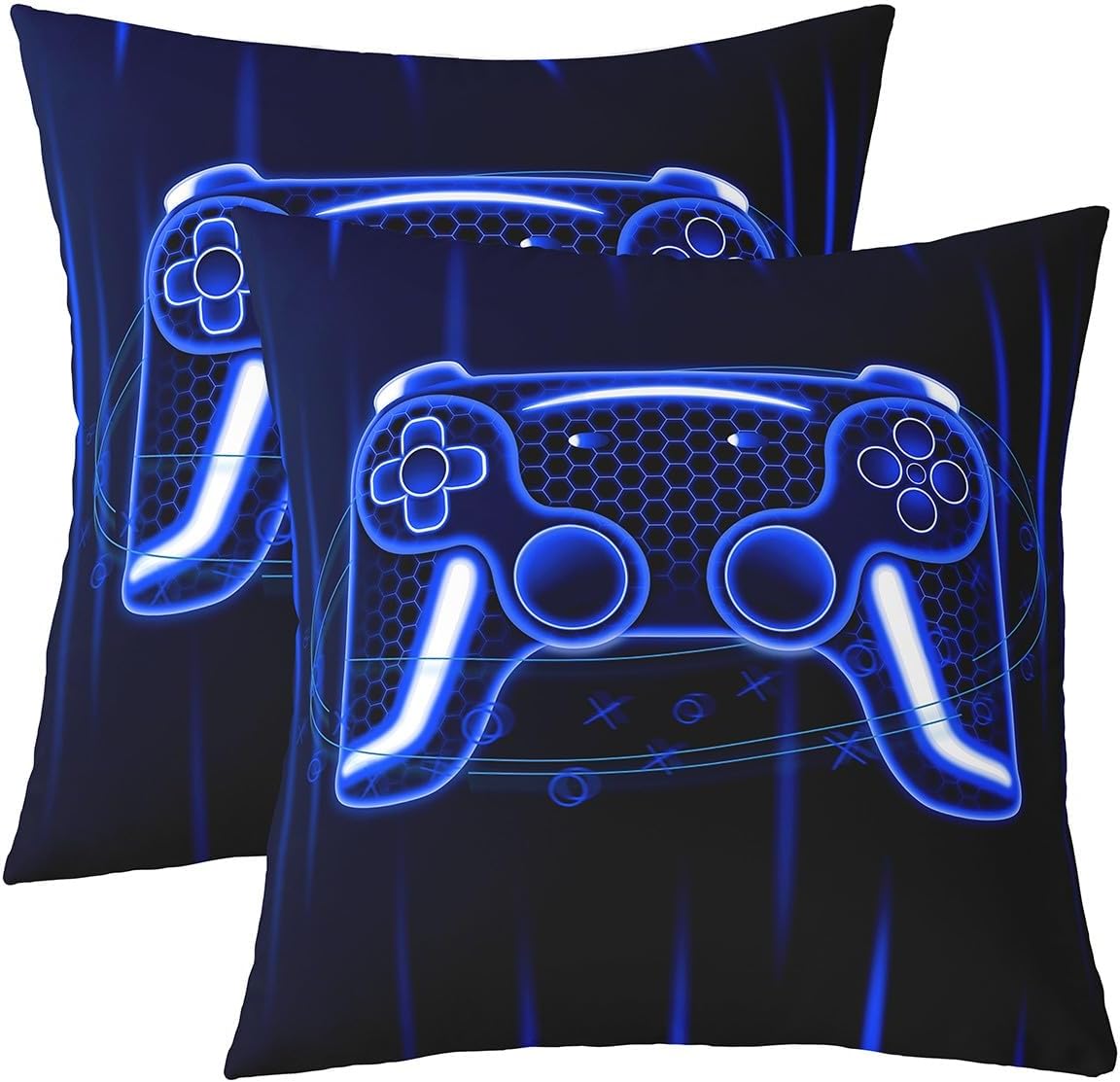 Erosebridal Game Controller Pack of 4 Throw Pillow Cover 16x16 Boys Gaming Cushion Cover Red Neon Gamepad Cushion Case 3D Game Joysticks Honeycomb Decorative Pillowcase
