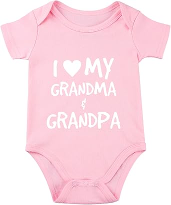 I Love My Grandma & Grandpa Baby Bodysuit Grandma Baby Clothes Grandpa Bodysuits for Babies Romper