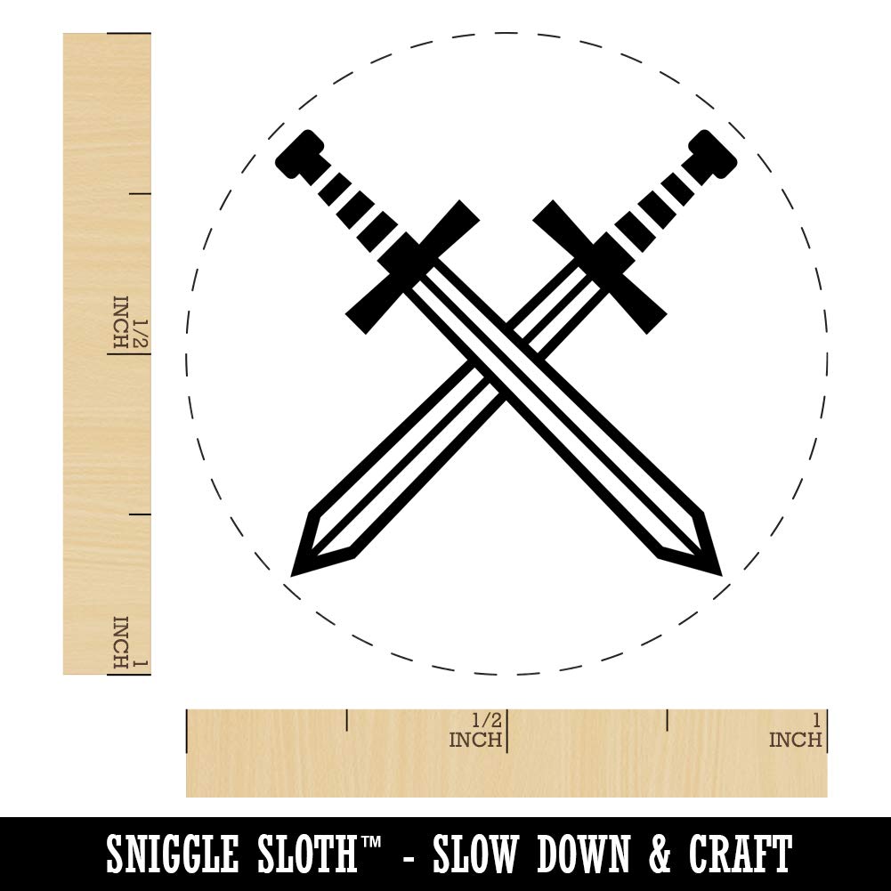 Crossed Swords Battle Icon Rubber Stamp for Stamping Crafting Planners - 1 Inch Medium