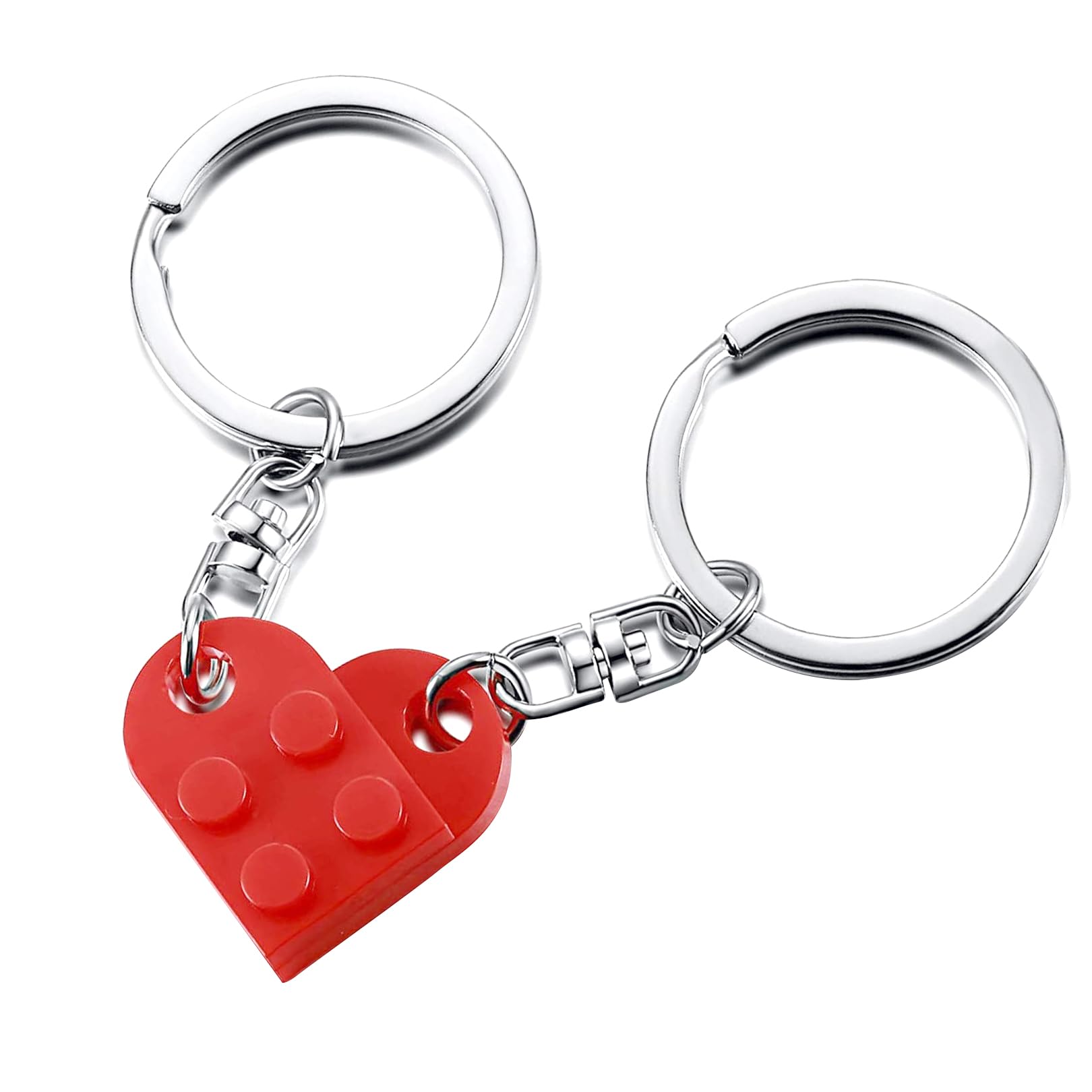 FEZTGVOFA Heart Keyring Set, Cute Red Love Heart Keychains for Couples, Detachable Matching Keyrings for Girlfriend, Boyfriend, or Friendship Gift, Perfect Romantic Keychain Set for Partners