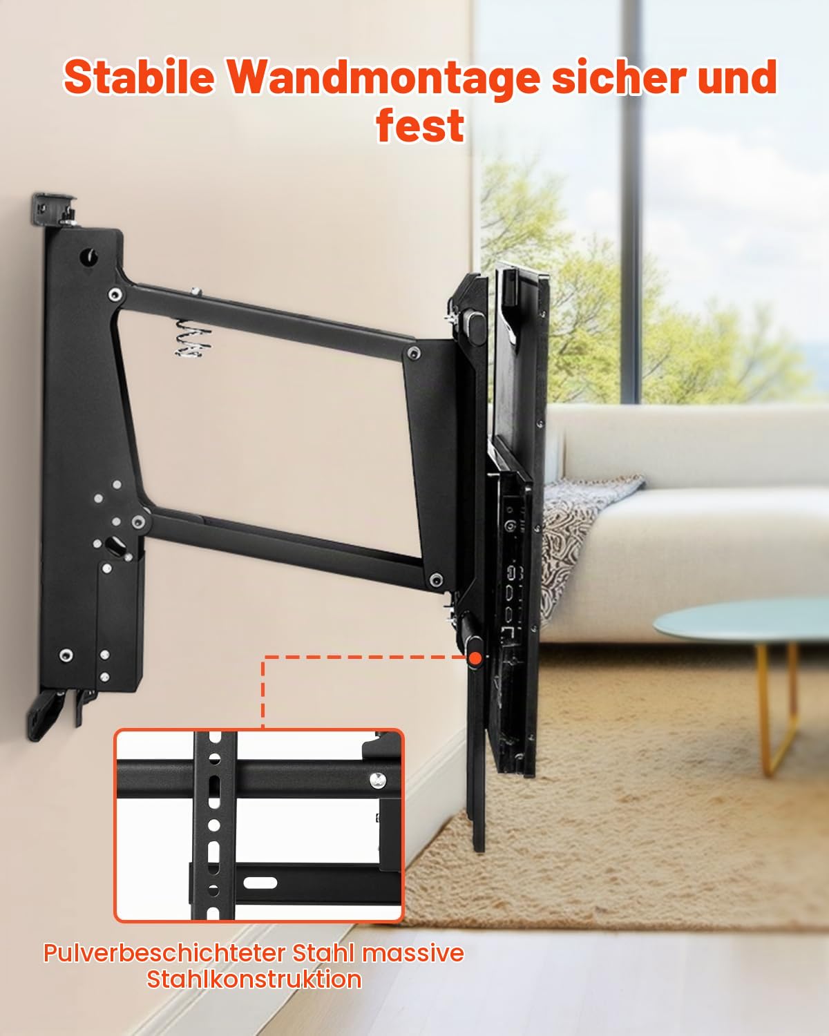 VEVOR motorisierte TV Wandhalterung Halterung für 813 bis 1651 mm Fernseher, elektrischer Verstellbarer herunterklappbarer Ständer mit max. VESA 60 x 60 cm, passend für Fernseher bis zu 40 kg