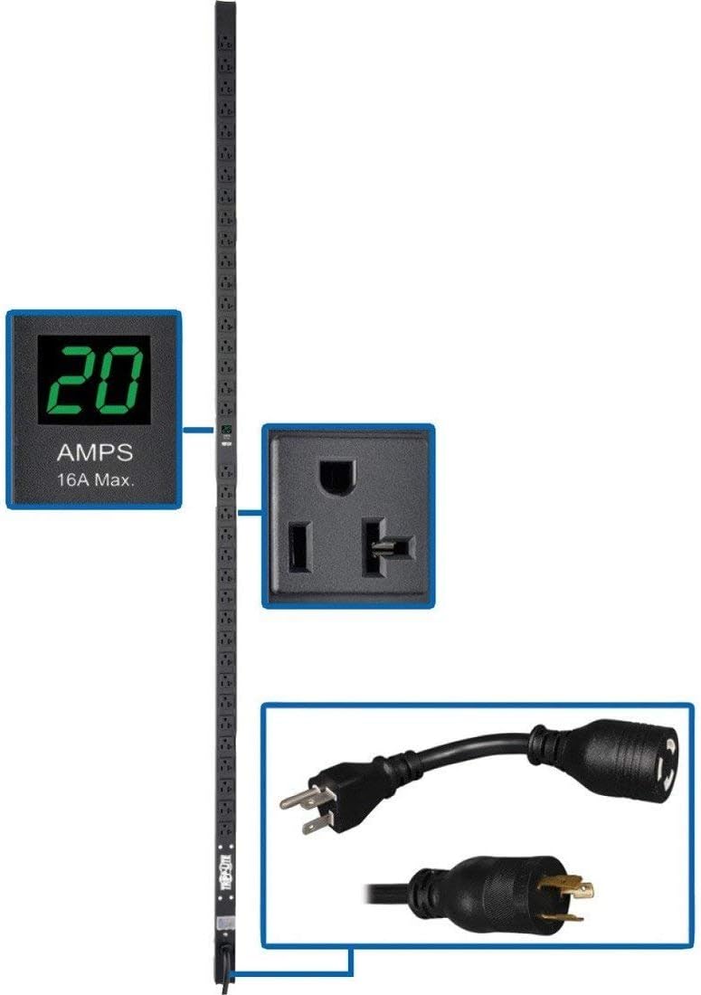 Tripp Lite Metered PDU, 15A, 8 Outlets (5-15R), 120V, 5-15P, 15 ft. Cord, 0U Vertical Rack-Mount Power (PDUMV15-24)