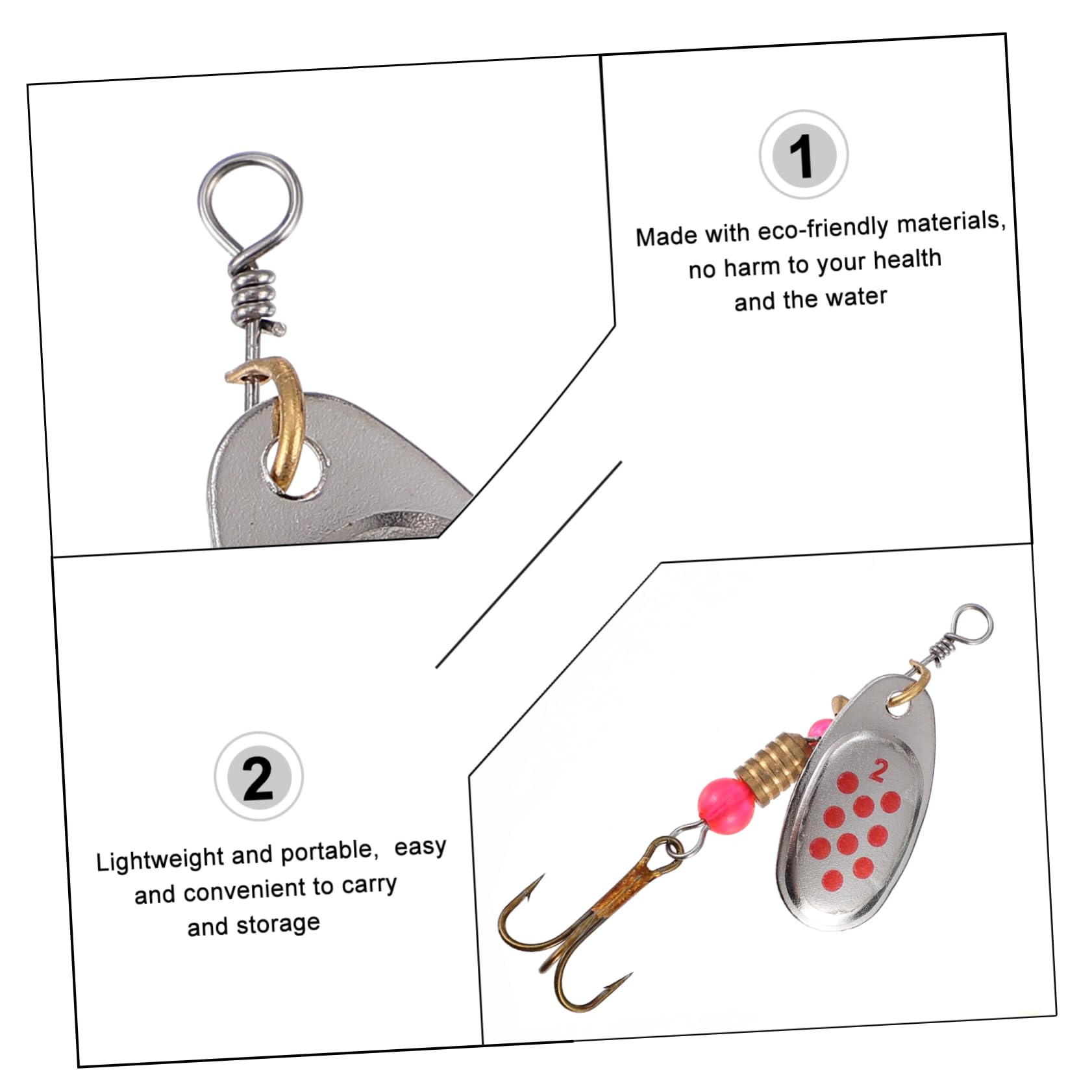 Toddmomy 30piezas Cucharillas De Metal para Pesca De Señuelos Brillantes Caja De Almacenamiento Cebos para Trucha y Lucioperca Accesorios De Pesca Duraderos y Ligeros