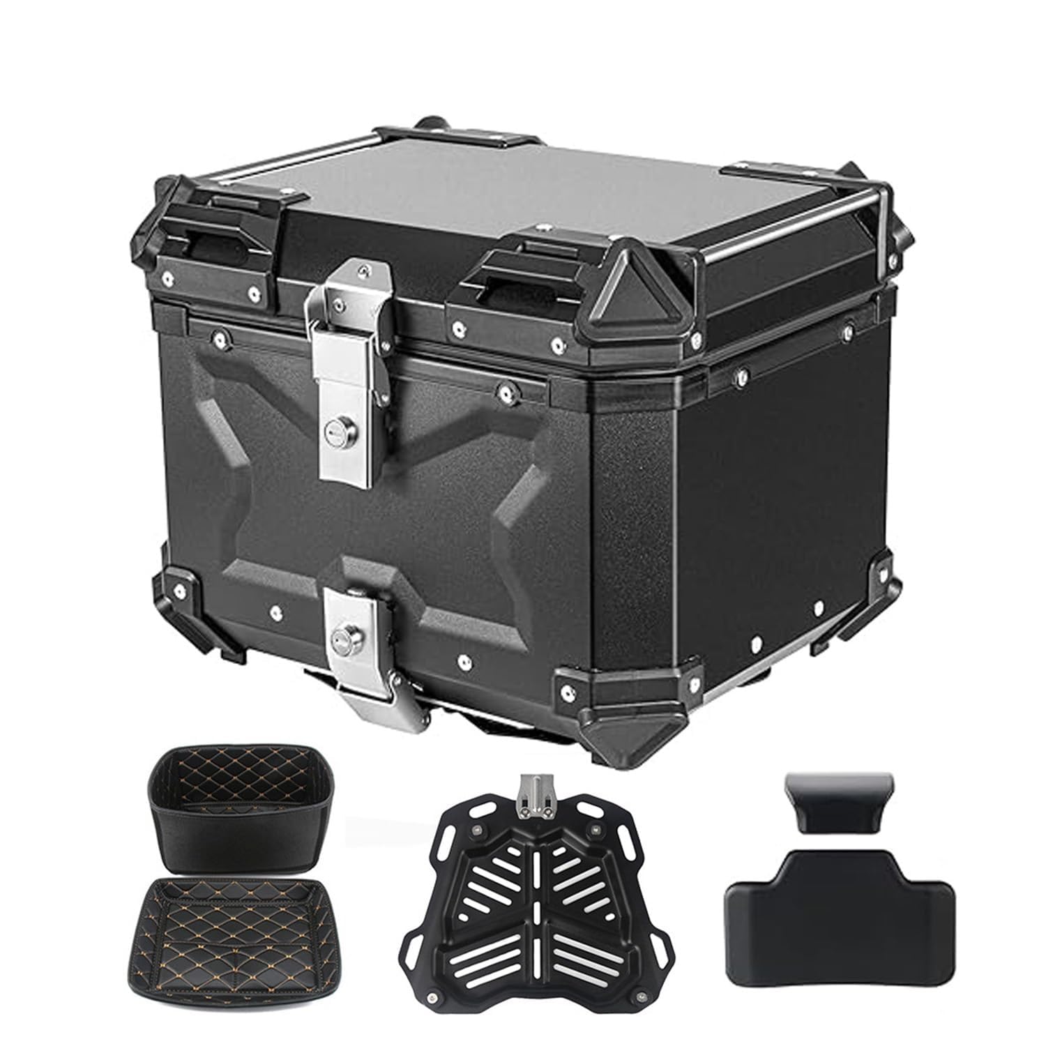 Boîte supérieure de moto haut de gamme coffre alu 65L noir hermétique