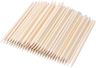 BTYMS 300 Pack 4.5" Orange Wood Cuticle Sticks - Double-End Pusher Remover for Manicure Pedicure Nail Art Salon Home Use