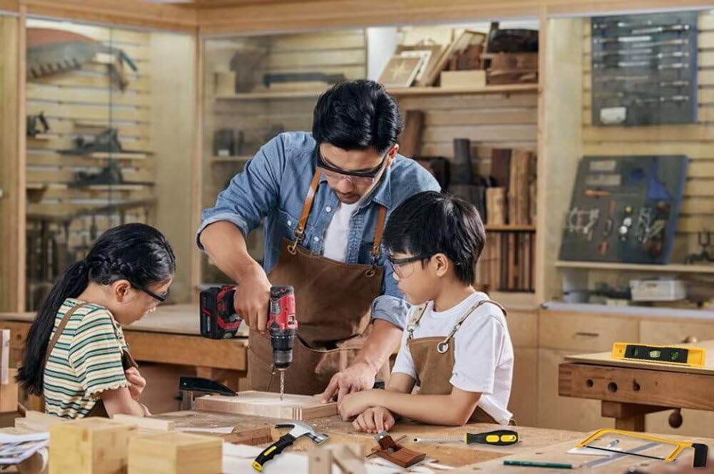 Juego de herramienta para niños, juego de construcción con herramientas de mano auténticas, 20 piezas para principiantes de carpintería, bolsa incluida