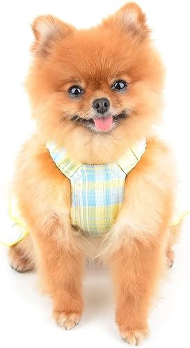 Miniatura 10 de SMALLLEE_LUCKY_STORE Vestido de arnés para perro, lindo vestido de verano con correa para mascotas para perros pequeños, medianos, gatos y niñas con