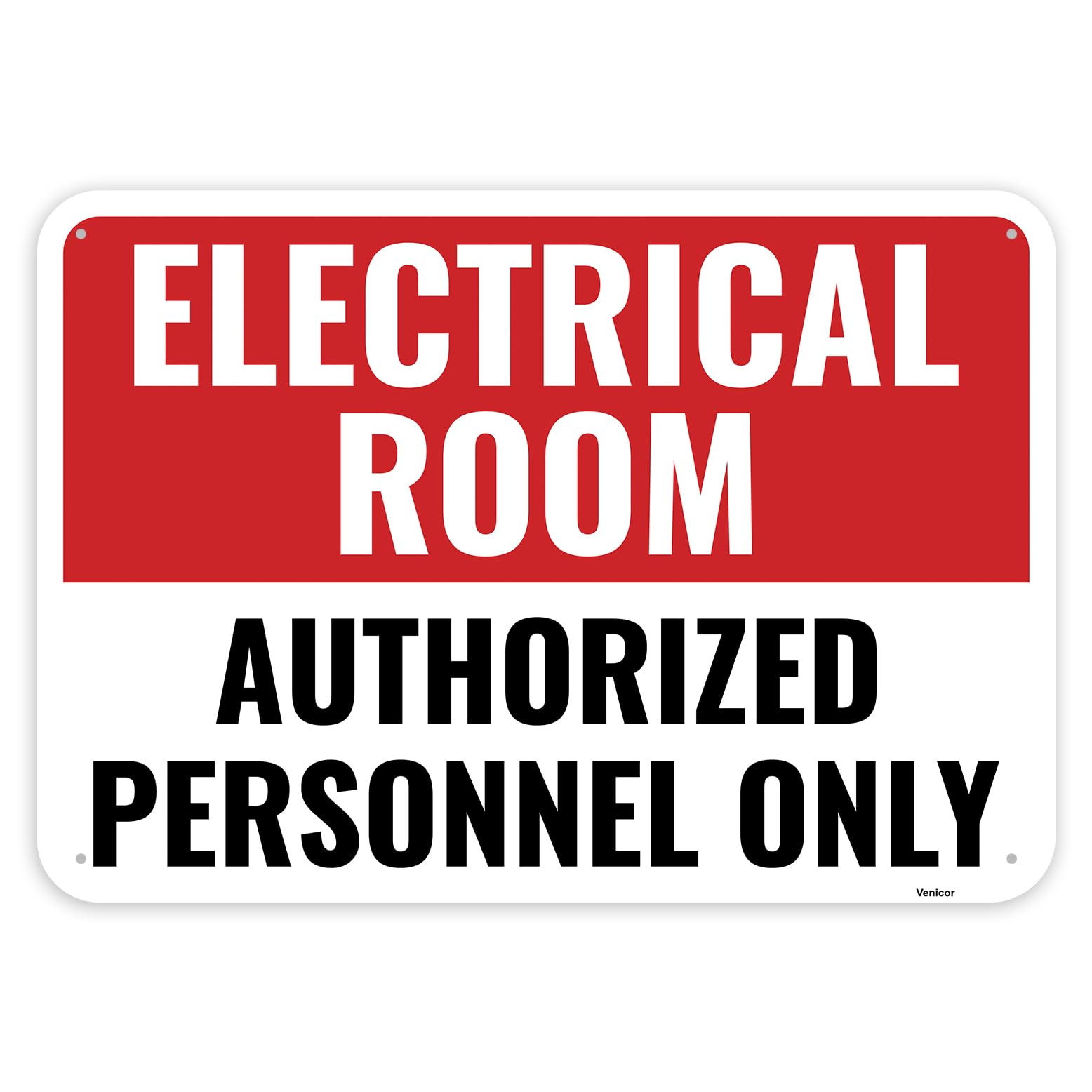 Electrical Room Sign, Authorized Personnel Only, Aluminum Door Plaque, 12x8 Inch
