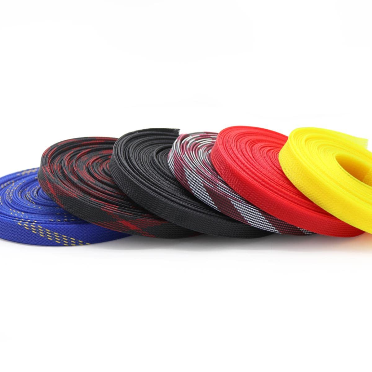1/10M 2 4 6 8 10 12 14 16 20 25 30mm Pet Intrecciato Manicotto Cavo Espandibile Nylon Ad Alta Densità Guaina Protettore Imbracatura-Nastro Oro Nero,30mm,10 Metri